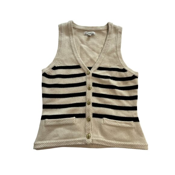 L'Academie by Marianna Calanth Striped Vest in Cream Black
